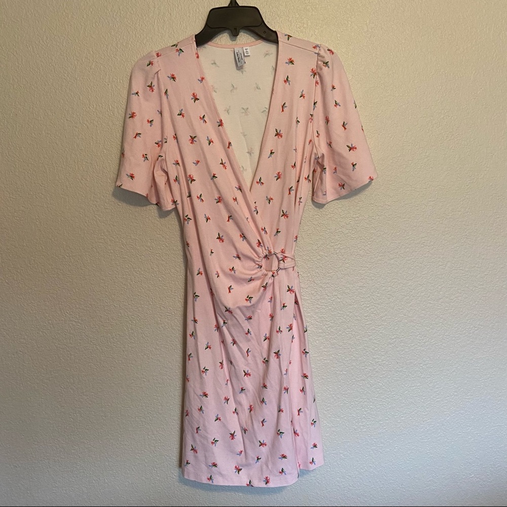 & Other Stories pink floral ring wrap dress, 4